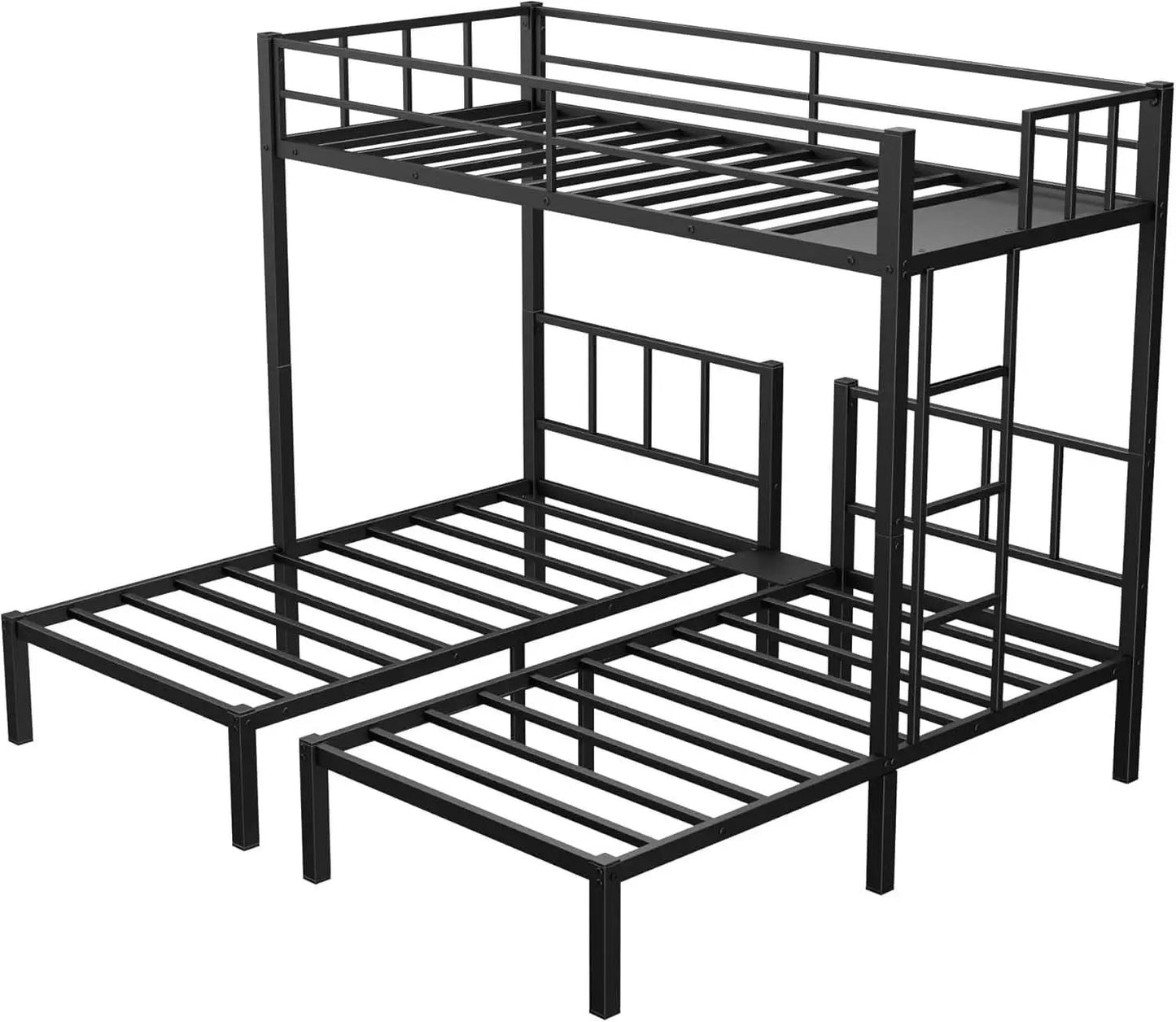 Triple Bunk Bed For Three Kids Built In Desk Black from PriceLows™