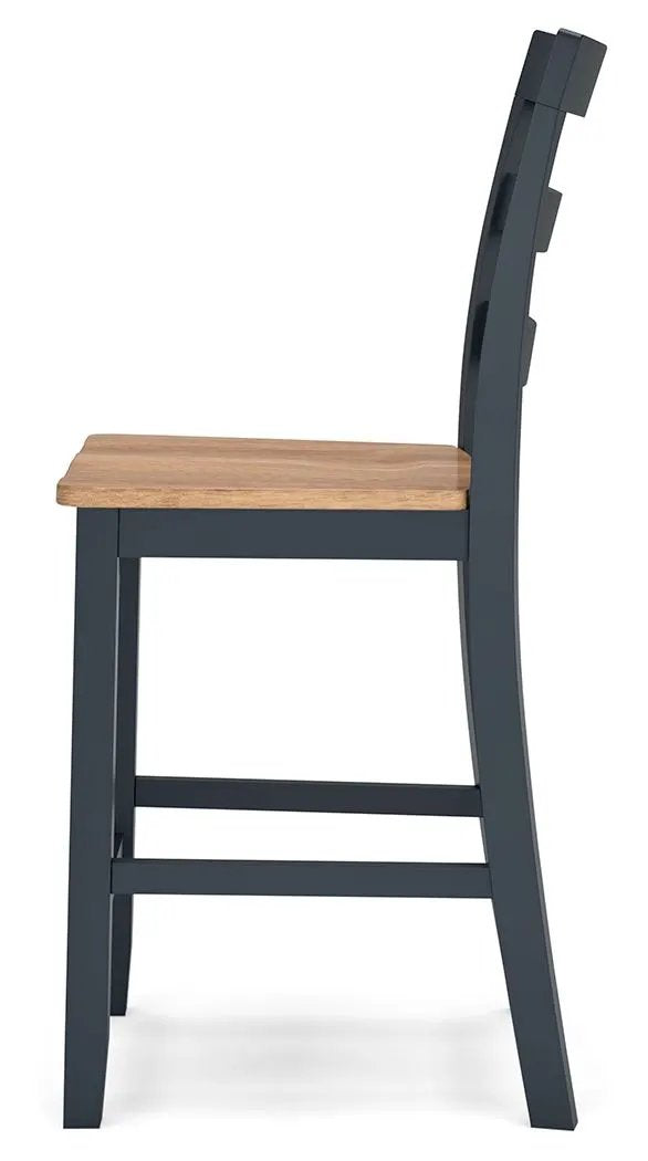 Counter Height Bar Stools | Contoured Seat | Natural Wood | Set Of Two