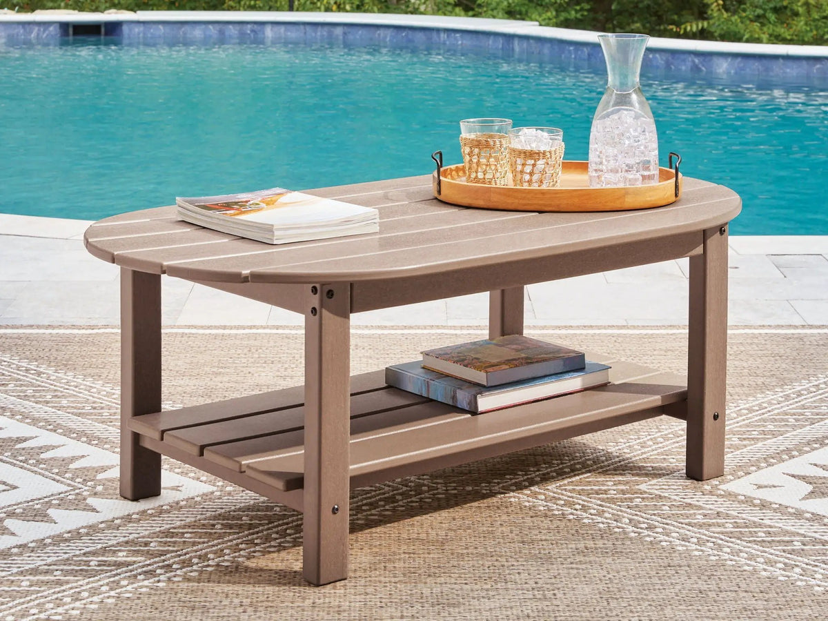 Grover Beach Oval Outdoor Table | Natural Neutral Style | 48 Inch Width | Patio Coffee Table