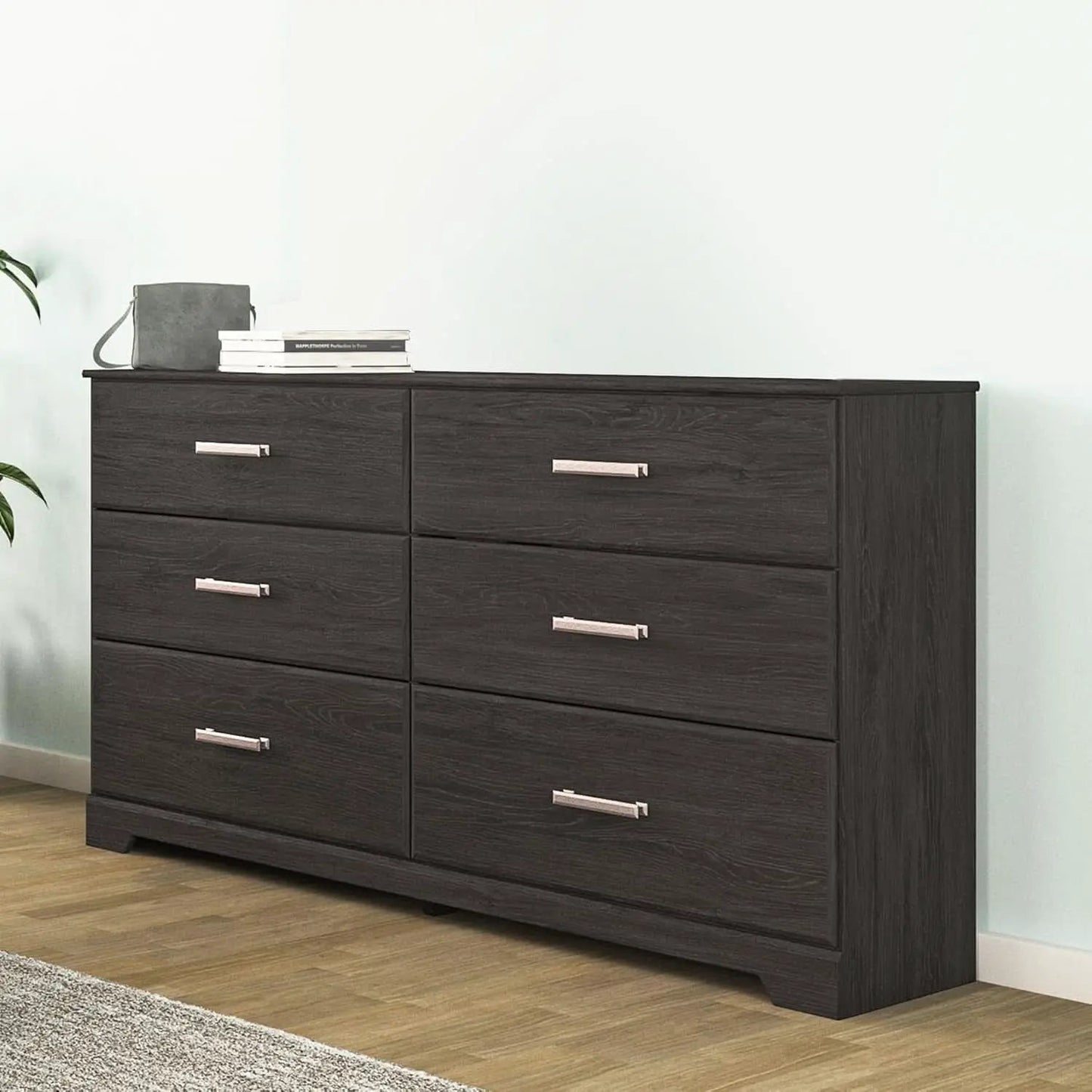 Six Drawer Dresser With Black Matte Engineered Wood from PriceLows™