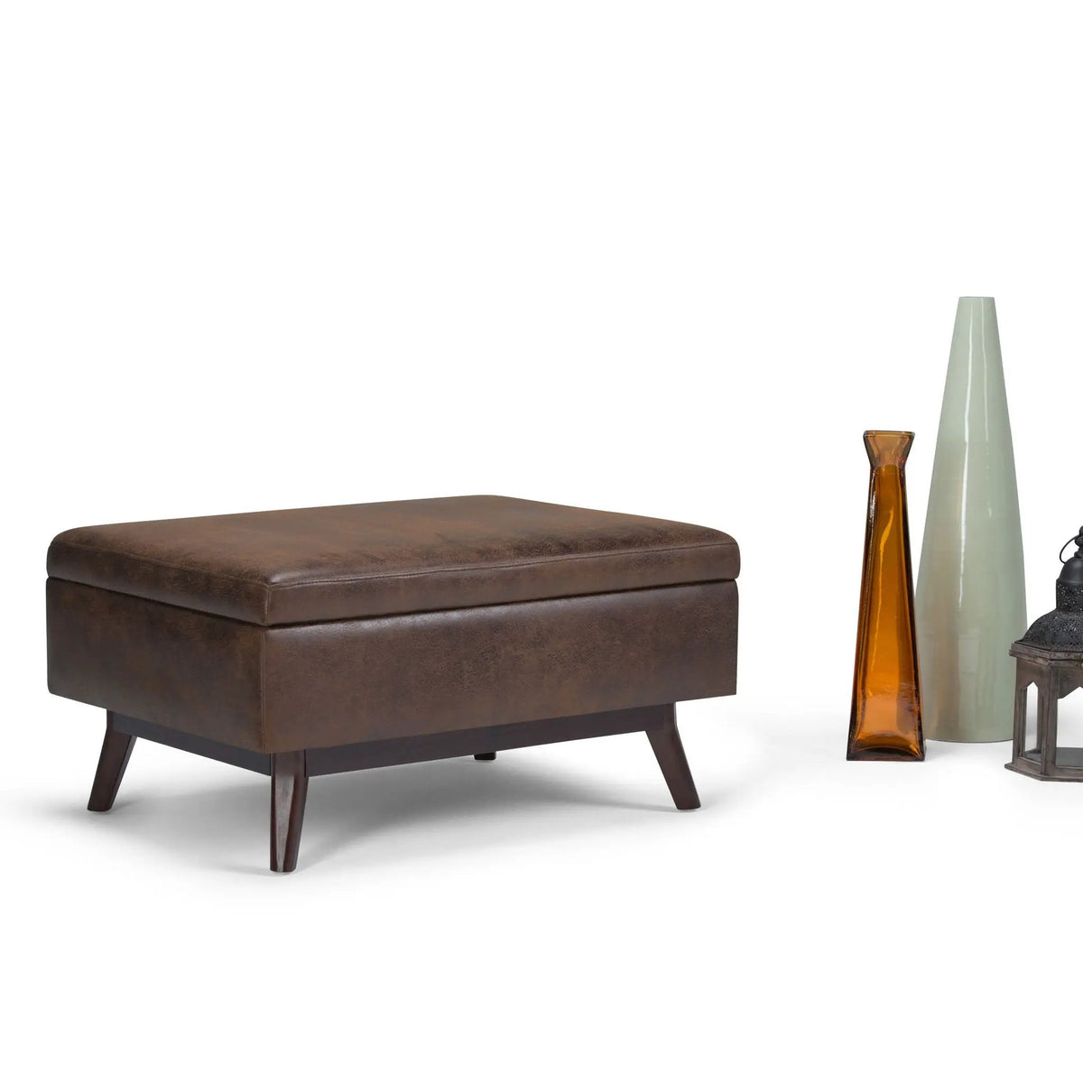 Storage Ottoman | Rectangular Design | Solid Wood Frame | Lift Top