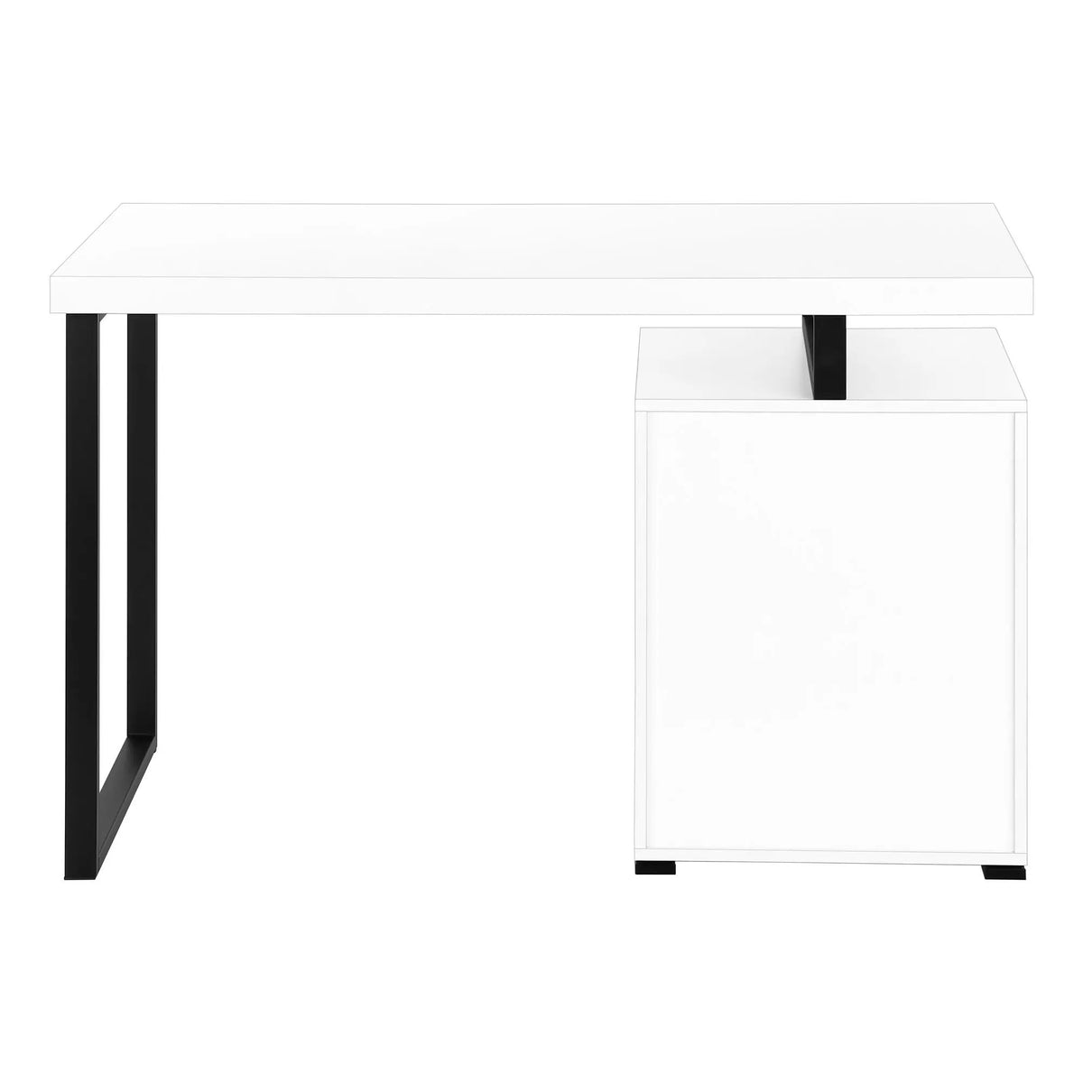 48 Inch Reversible Computer Desk | Laminate Finish | U-Shaped Metal Legs | Ample Storage Drawers