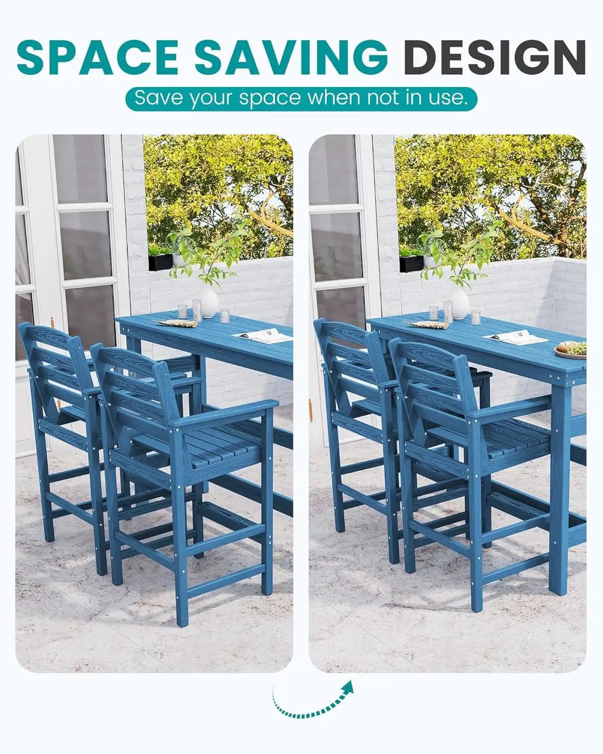 Adirondack Outdoor Bar Table And Chairs Set Blue from PriceLows™