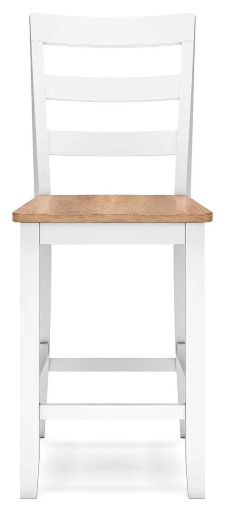 Counter Height Bar Stools | Contoured Seat | Natural Wood | Set Of Two