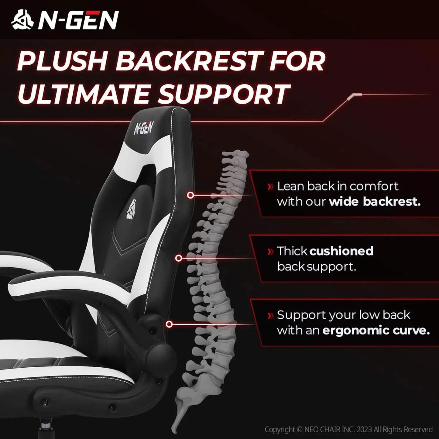White Gaming Chair With Lumbar Support And Flip Up Arms from PriceLows™
