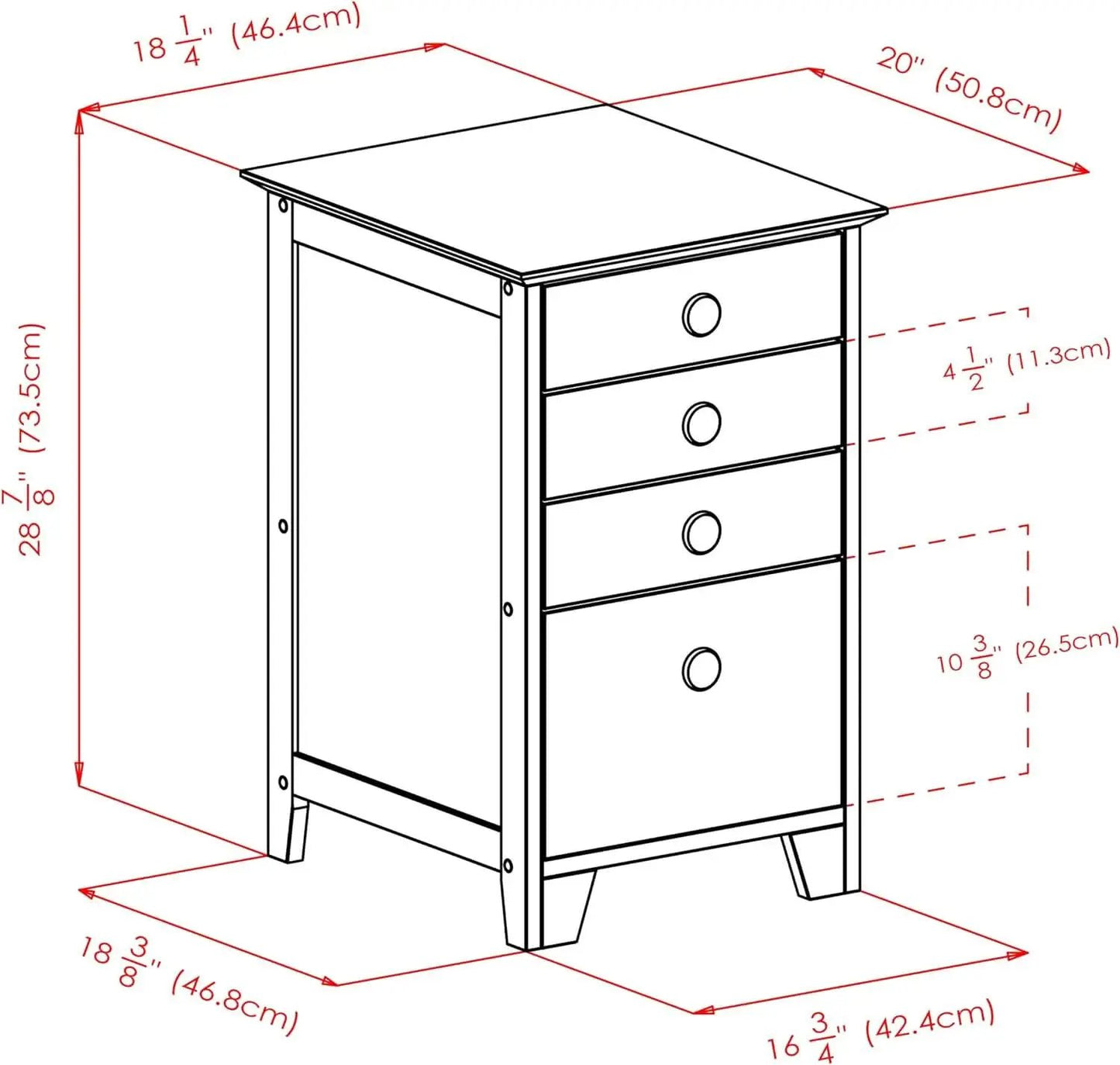 Studio File Cabinet Honey Finish With Three Drawers from PriceLows™