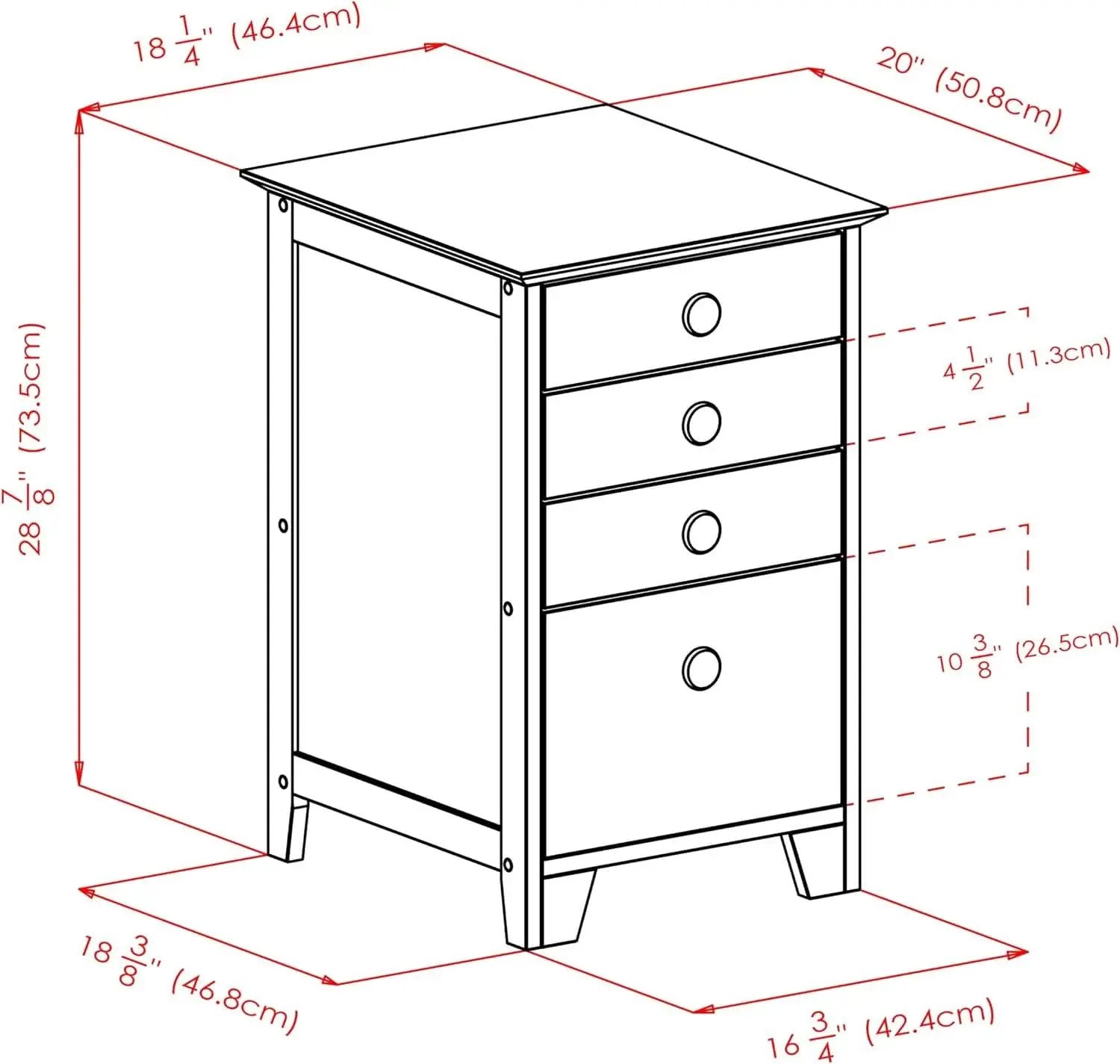 Studio File Cabinet Honey Finish With Three Drawers from PriceLows™