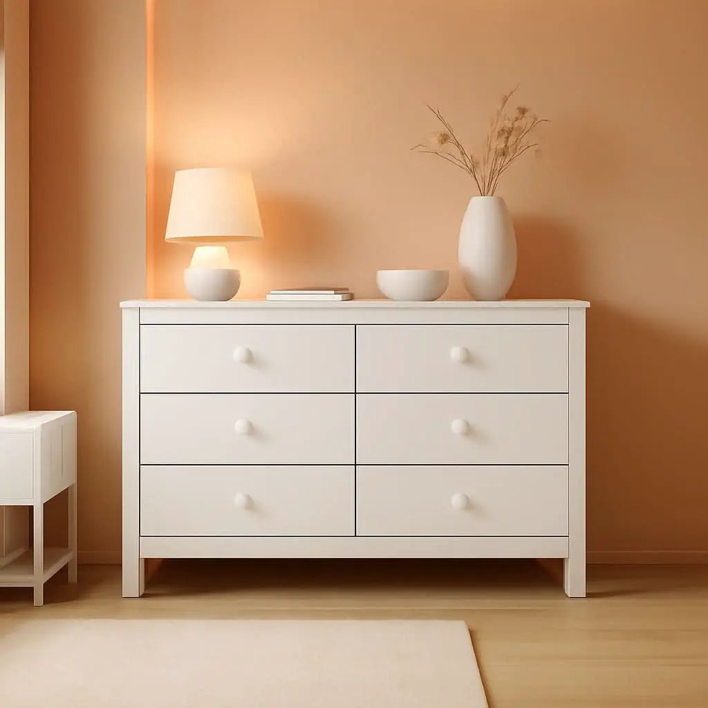 Noah White Six Drawer Dresser GREENGUARD Gold Certified from PriceLows™