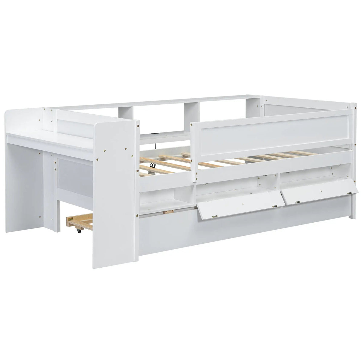 Twin Daybed | Trundle Drawers | Headboard Storage | White