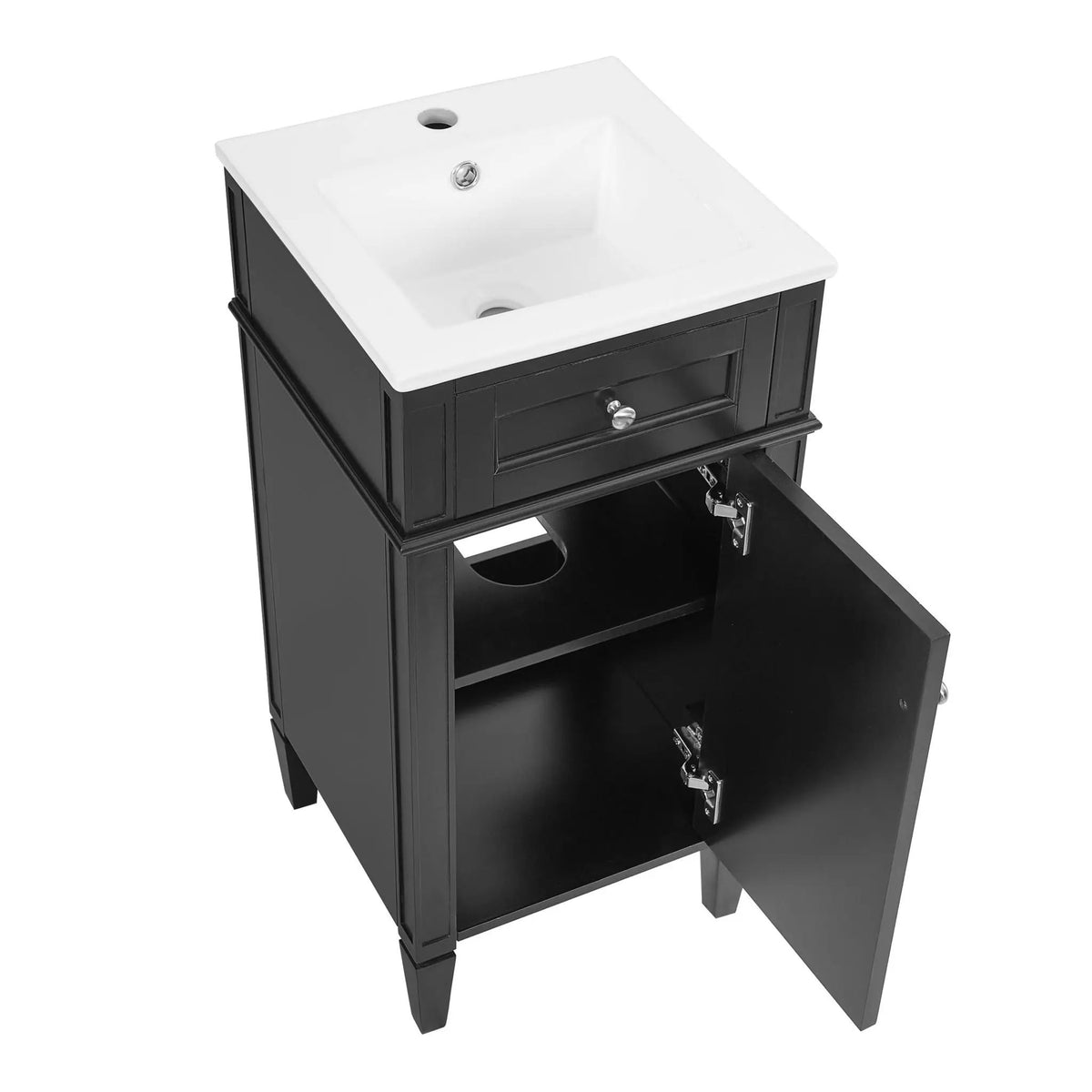 French Style Bathroom Vanity | Integrated Ceramic Sink | Fluted Panels | Solid Wood Legs