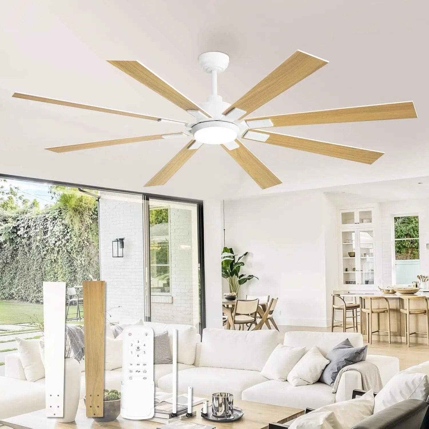 72 Inch White Ceiling Fan With Lights And Remote DC Motor from PriceLows™