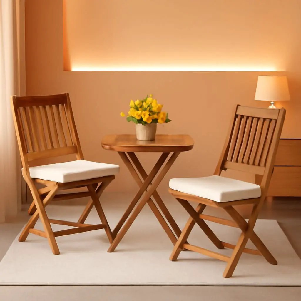 Acacia Wood Outdoor Folding Patio Bistro Set 3 Piece Table And Chairs from PriceLows™