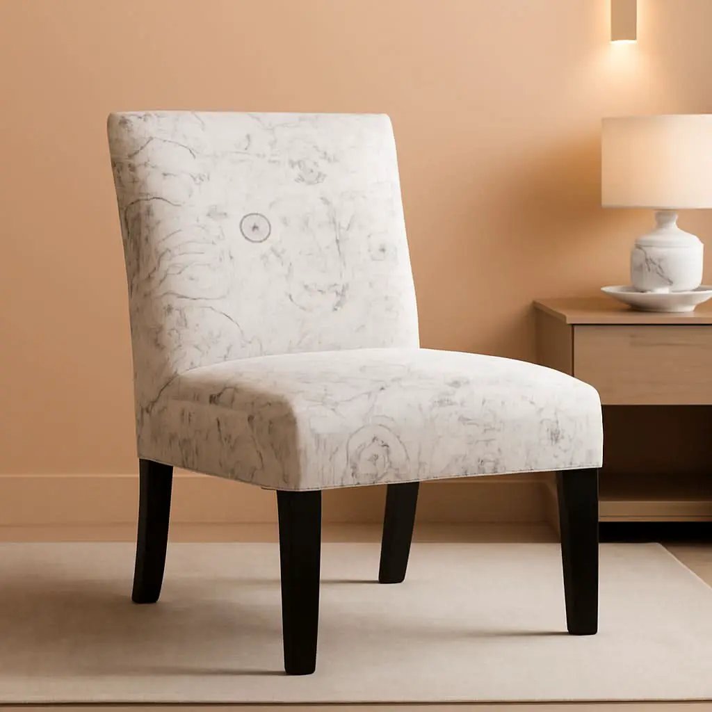 Armless Script Print Upholstered Accent Chair Espresso from PriceLows™