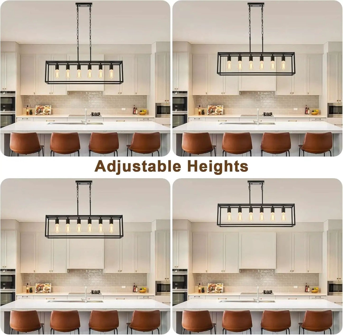Six Light Black Linear Chandelier With Adjustable Height from PriceLows™