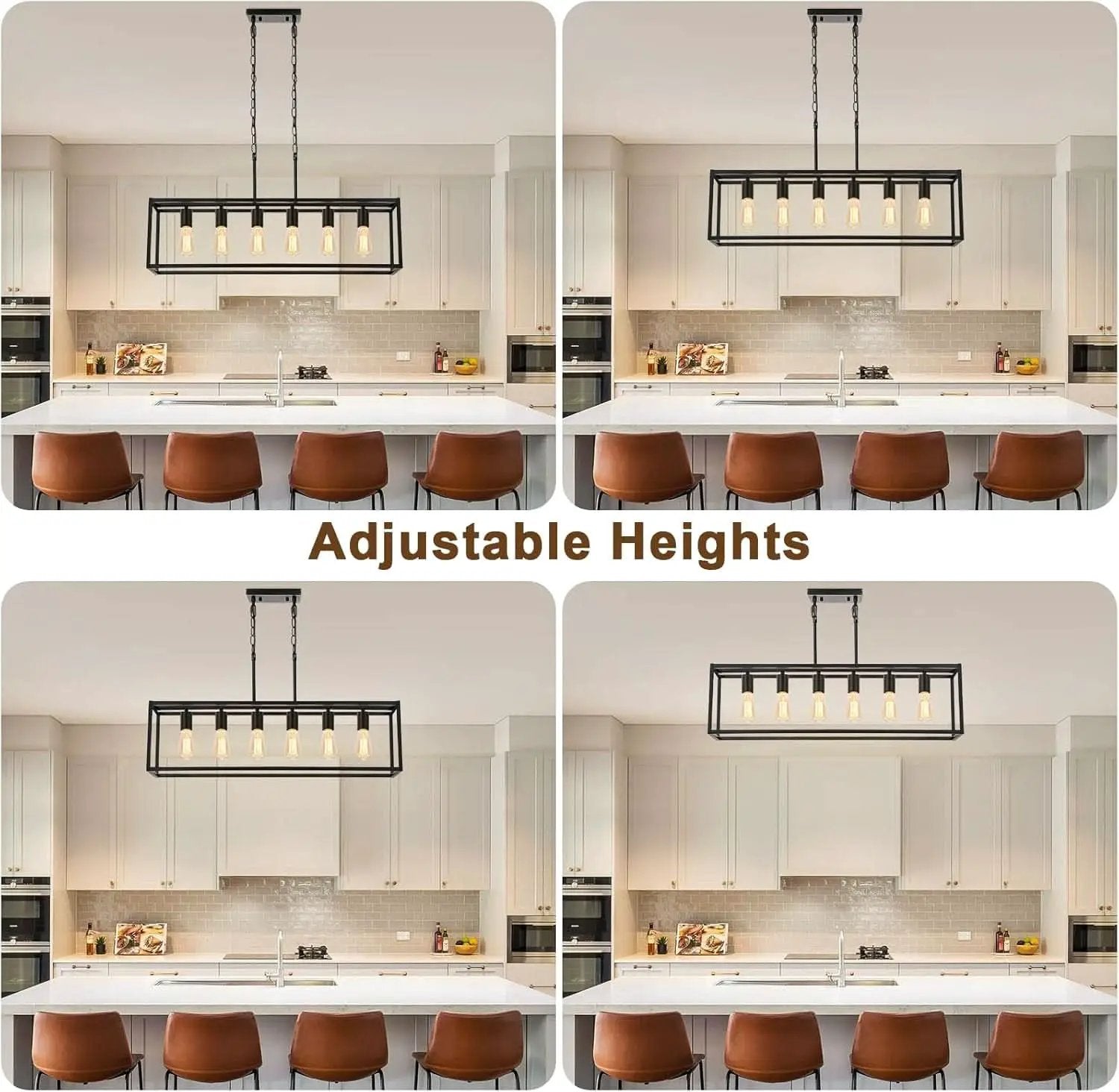 Six Light Black Linear Chandelier With Adjustable Height from PriceLows™