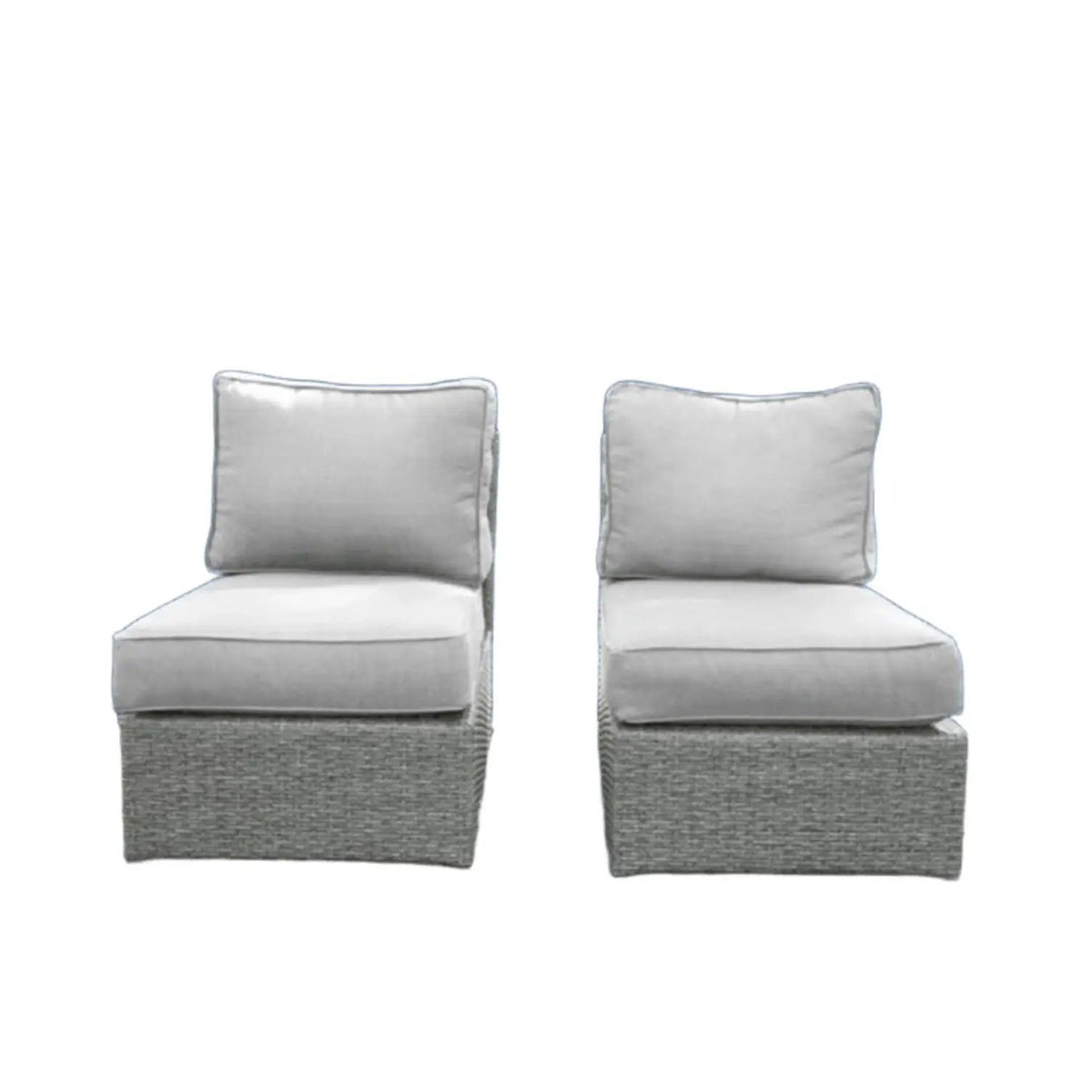 Armless Patio Chair | Cushions Included | Aluminum Inner Frame | Woven Wicker Base