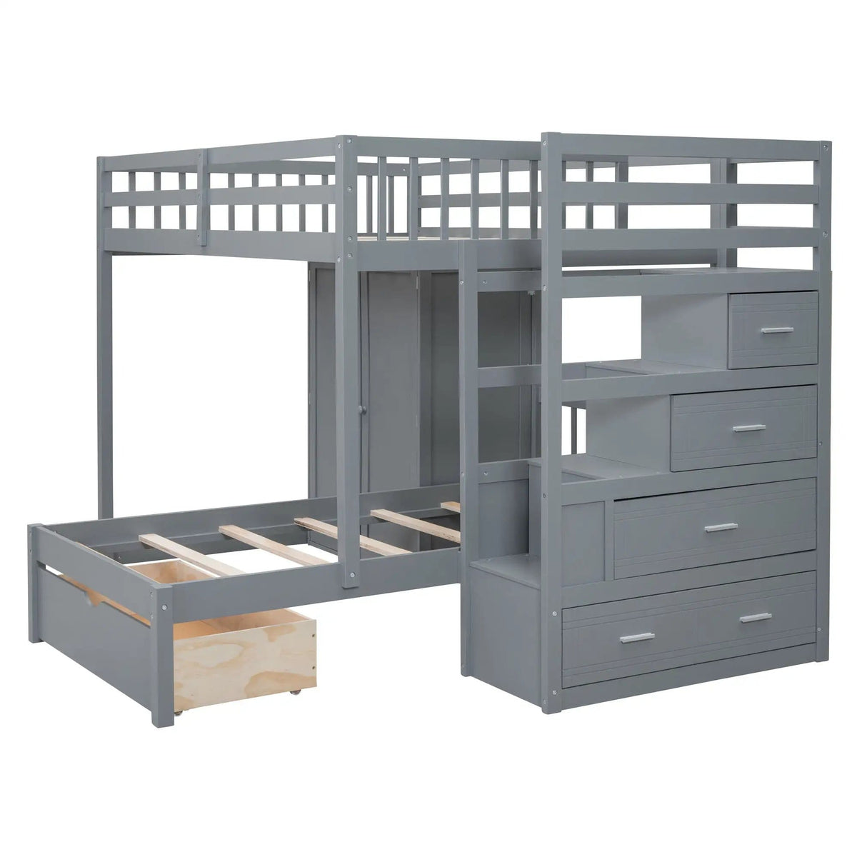 Bunk Bed With Wardrobe, Drawers | 2 Pieces | Bedroom Furniture | Bedroom