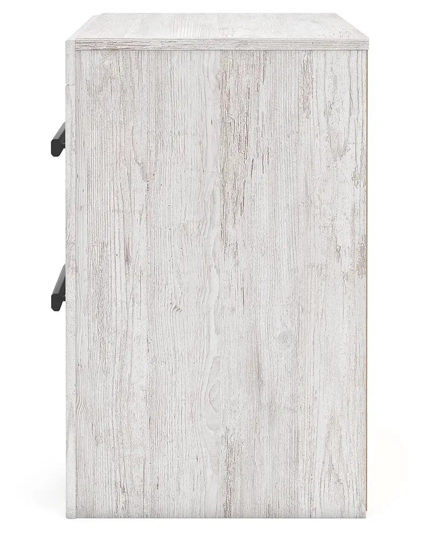 Cayboni Two Drawer Nightstand | Whitewash Finish | Replicated Worn Paint | Engineered Wood