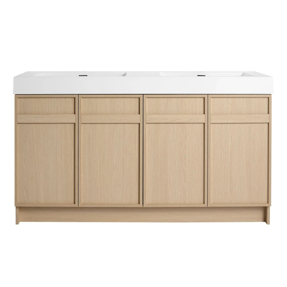 Freestanding Bathroom Vanity With Resin Sink & Soft Close Cabinet Doors | 3 Pieces | Stainless Steel & Plywood | Bathroom