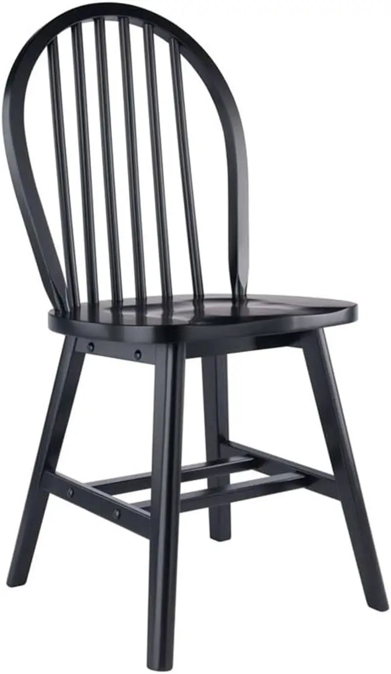 Windsor Dining Chair Set Solid Wood Black Finish 2 Pack from PriceLows™
