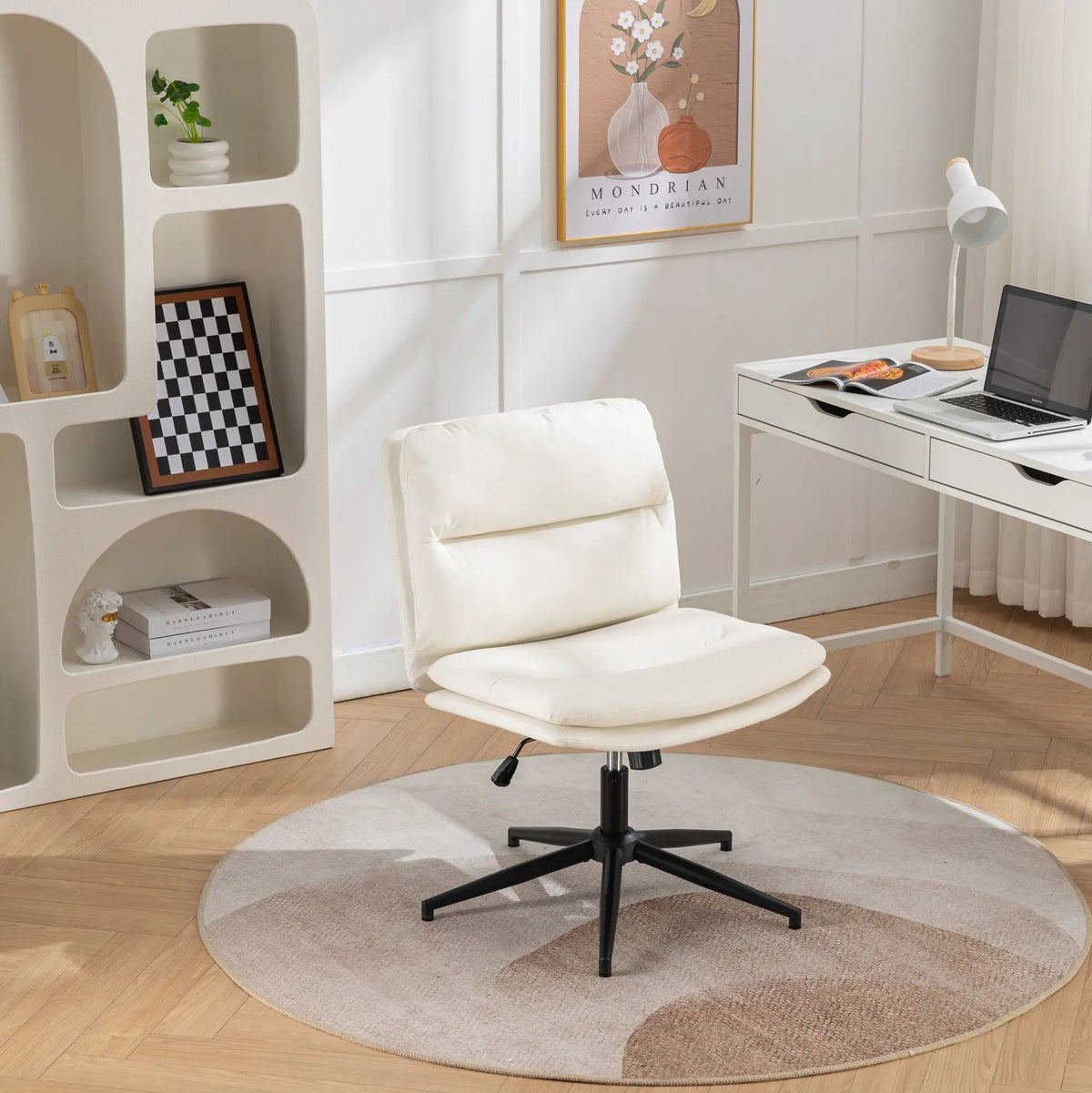 Dining Swivel Chair | Height Adjustable | Criss Cross Frame | White