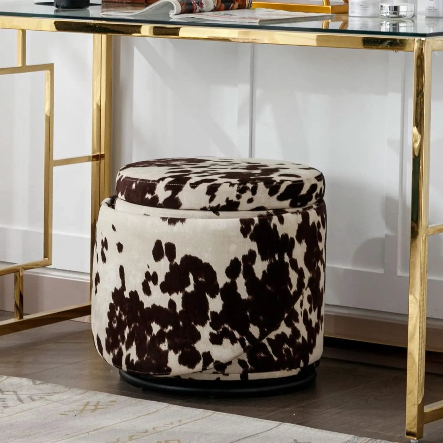 Rotating Brown Storage Ottoman With Hidden Compartment from PriceLows™