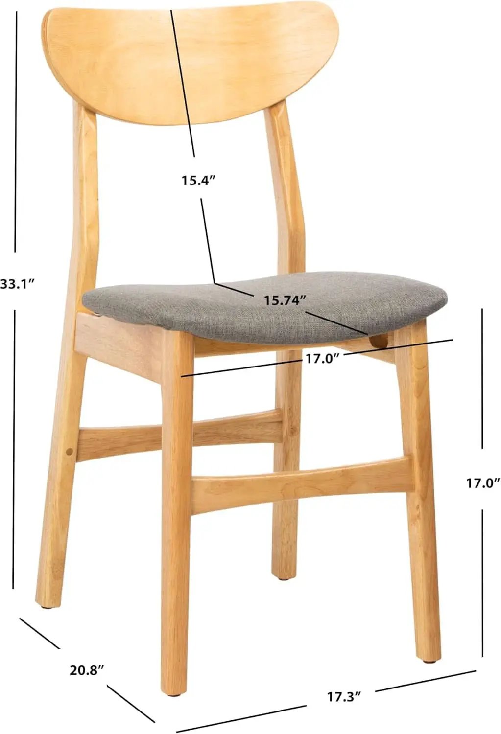 Dining Chair Set Of 2 With Grey Cushions And Natural Wood from PriceLows™