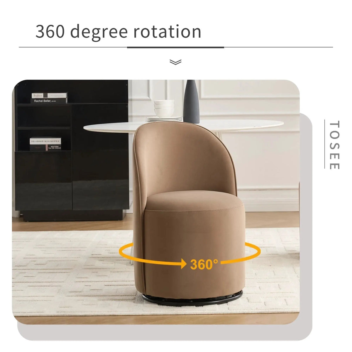 360 Degree Swivel Barrel Chair | Armless Dining Chair | Compact Design | Cozy Upholstery