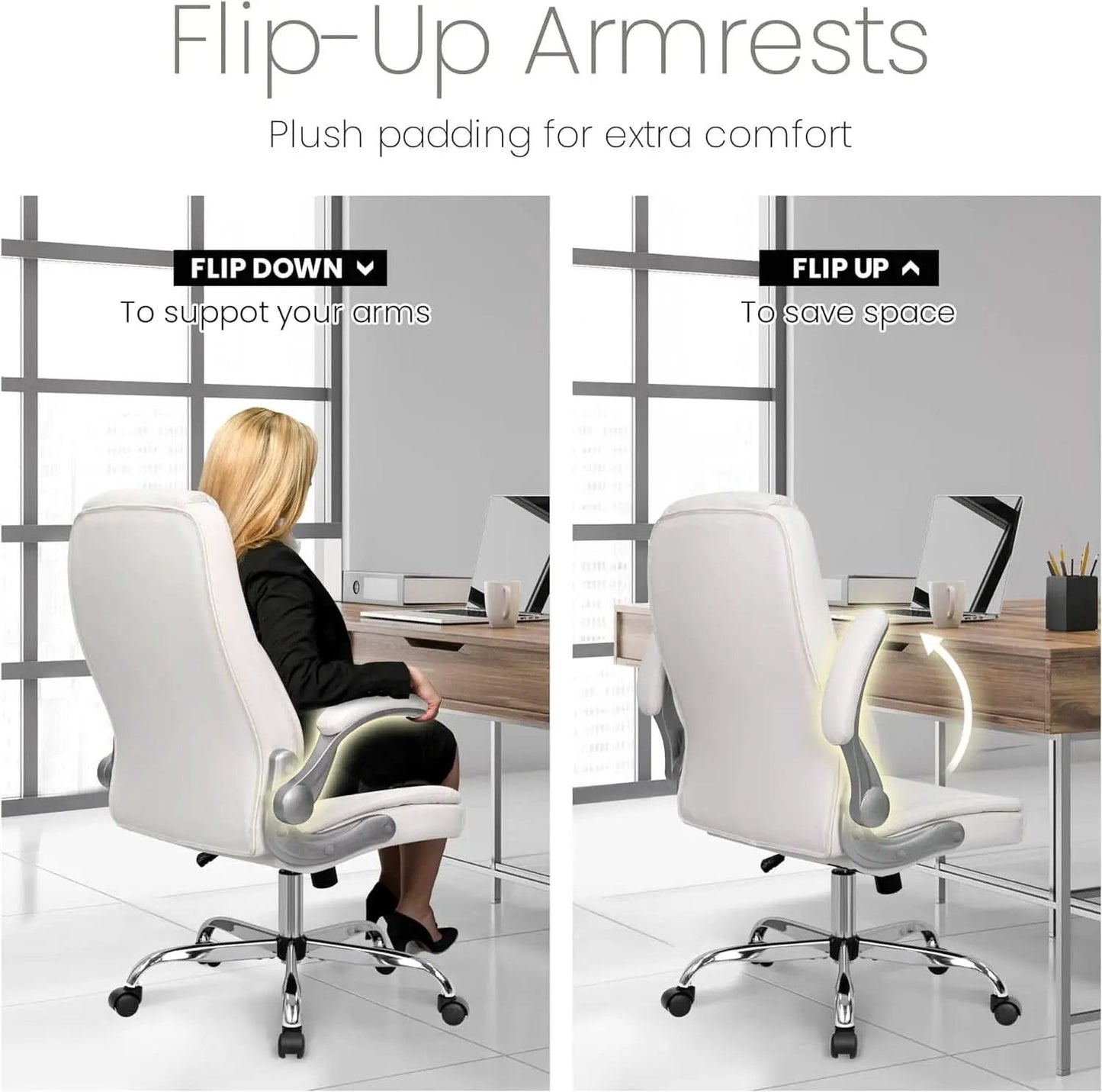 White Ergonomic Office Chair With Lumbar Support Adjustable from PriceLows™