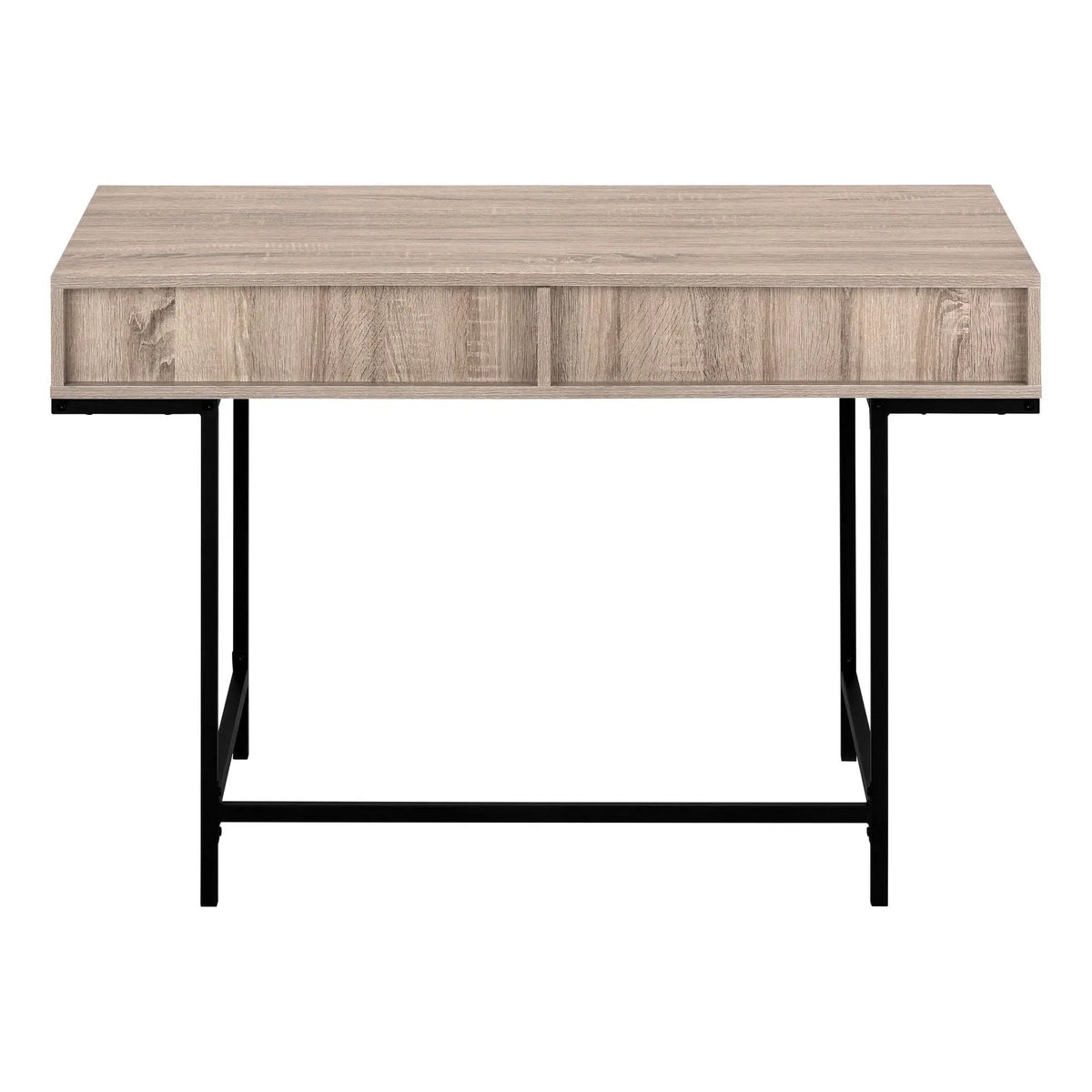 Stone-Look Computer Desk | Two Storage Drawers | Metal Base | 47.25 Inch Length