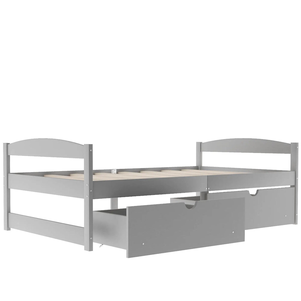 Platform Bed | Pine Wood Frame | Dual Rolling Drawers