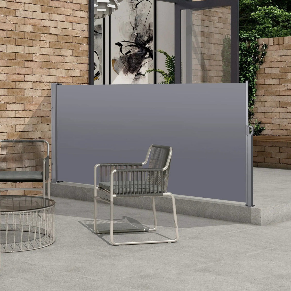 Retractable Side Screen Awning | UV Resistant | Waterproof | 118 Inch Gray