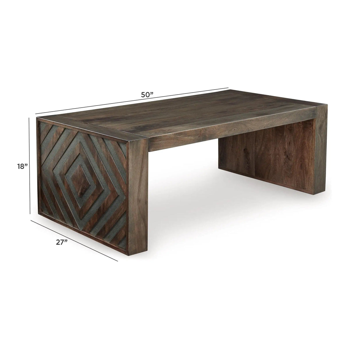 Dreggan Rectangular Cocktail Table | 50 x 27 x 18.25 in | Mango Wood | Brown