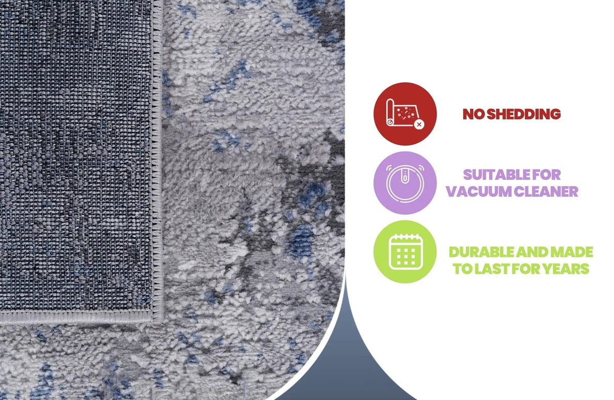 Marfi 8' X 10' Abstract Area Rug | 120 x 93 x 0.35 in | Polyester & Cotton | Silver