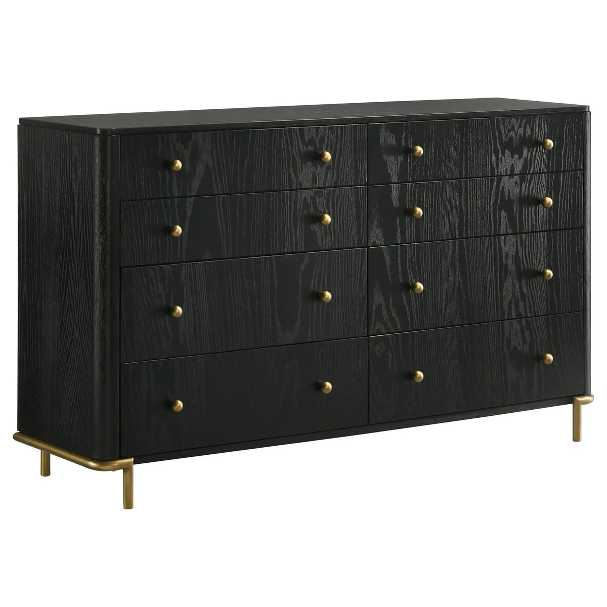 Arini 8-drawer Dresser | 63 x 18 x 37.25 in | Metal & Veneer | Black