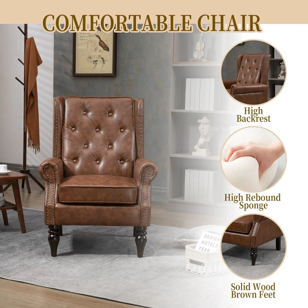 Modern Accent Armchair | Rubber Wood Legs | High Resilience Foam