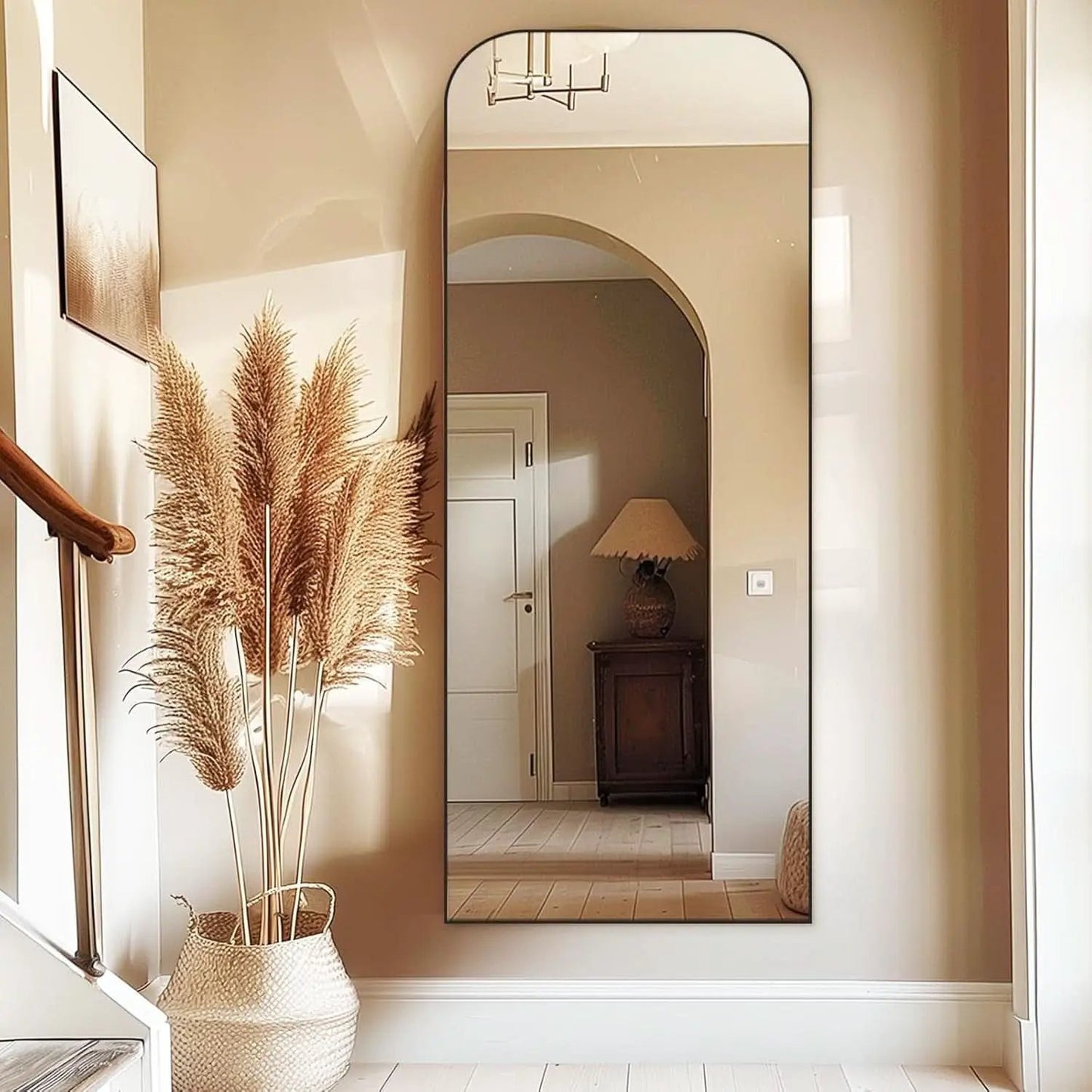 71 Inch Black Oversized Full Length Arch Floor Mirror from PriceLows™