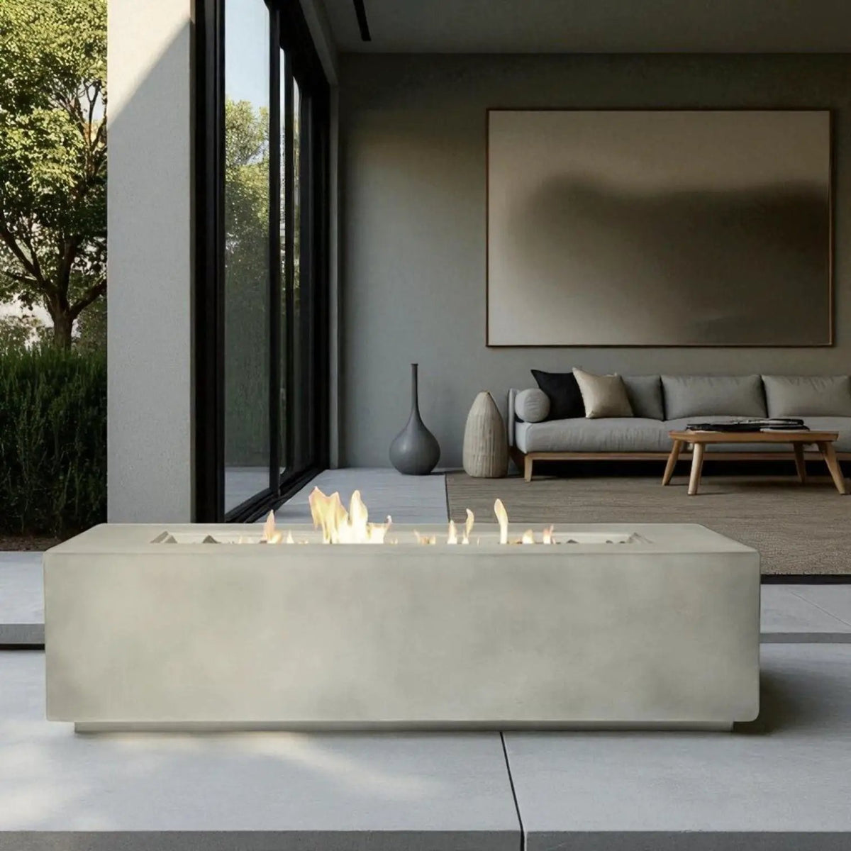 Gas Fire Pit Table | Propane Or Natural Gas | Fiber Concrete | Push-Button Control Panel
