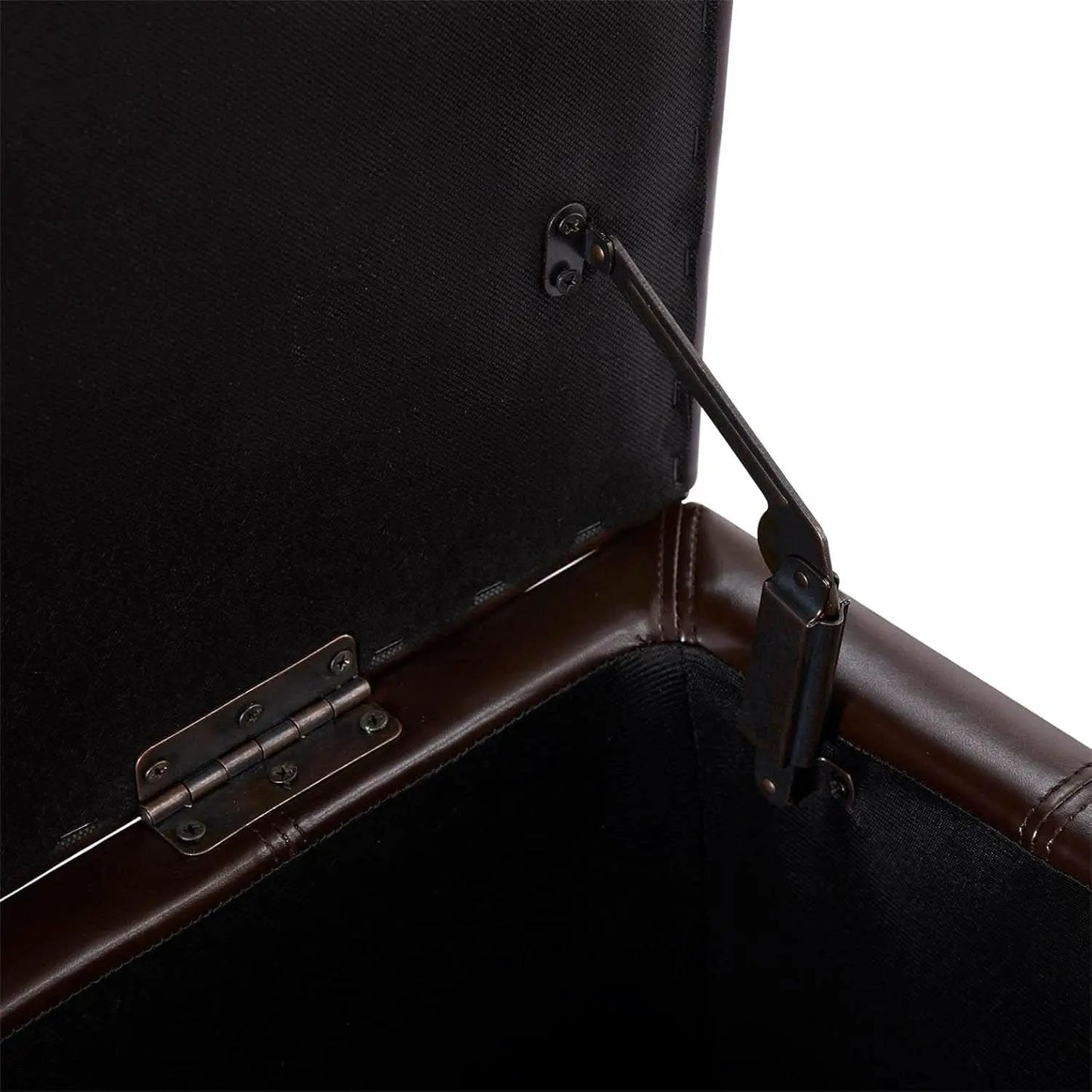 Square Leather Storage Ottoman 30-Inch Brown Durable from PriceLows™