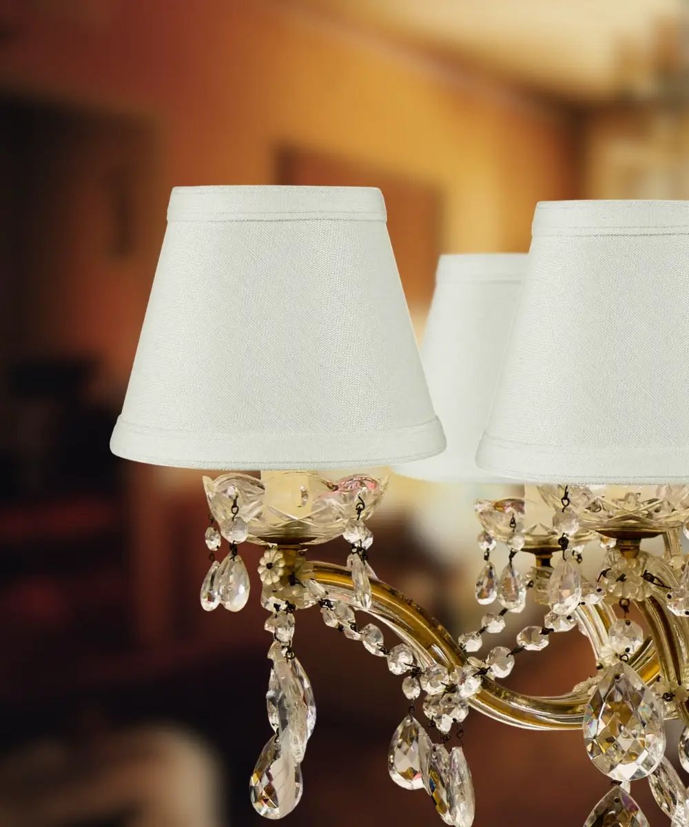 Clip On Candelabra Lamp Shades | 5X4 Inch | Oatmeal Linen | Set Of Six