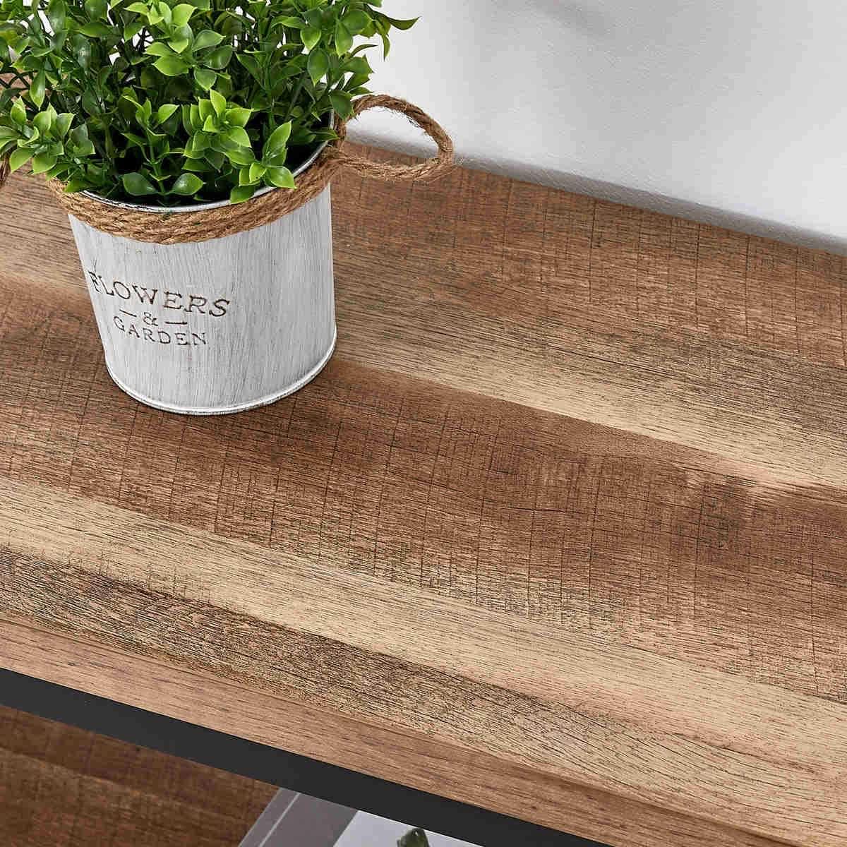 Rustic Wood Console Table With Three Shelves Metal Frame from PriceLows™