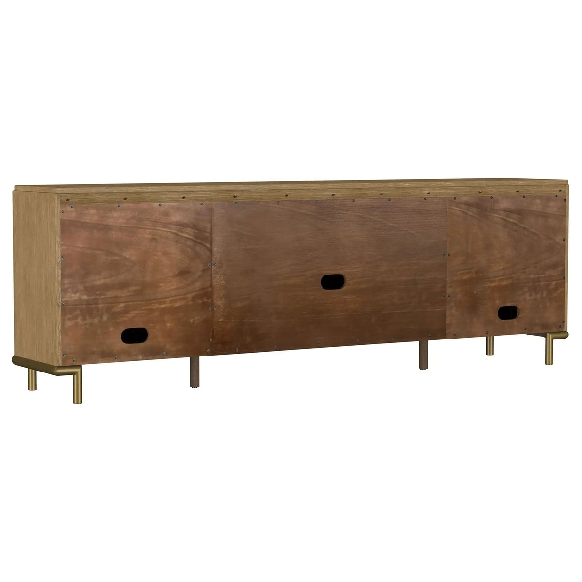 Arini Rattan Cane 2-door TV Stand Media Console Sand Wash | 79.5 x 16 x 26 in | Rattan & Metal | Living Room