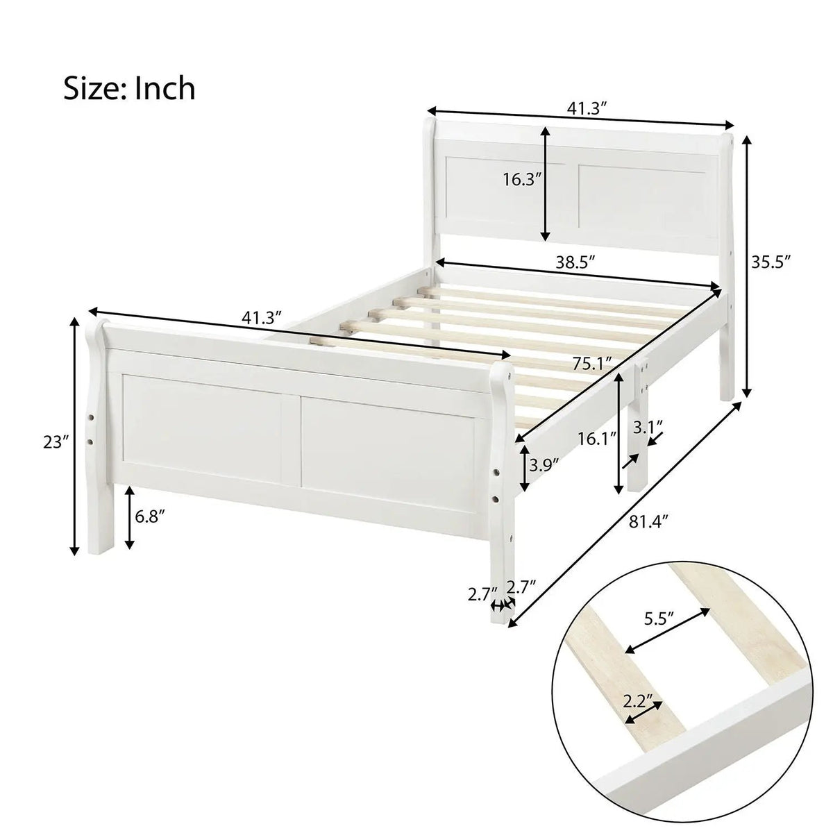 Wood Platform Bed Frame | Headboard Footboard | Wood Slat Support