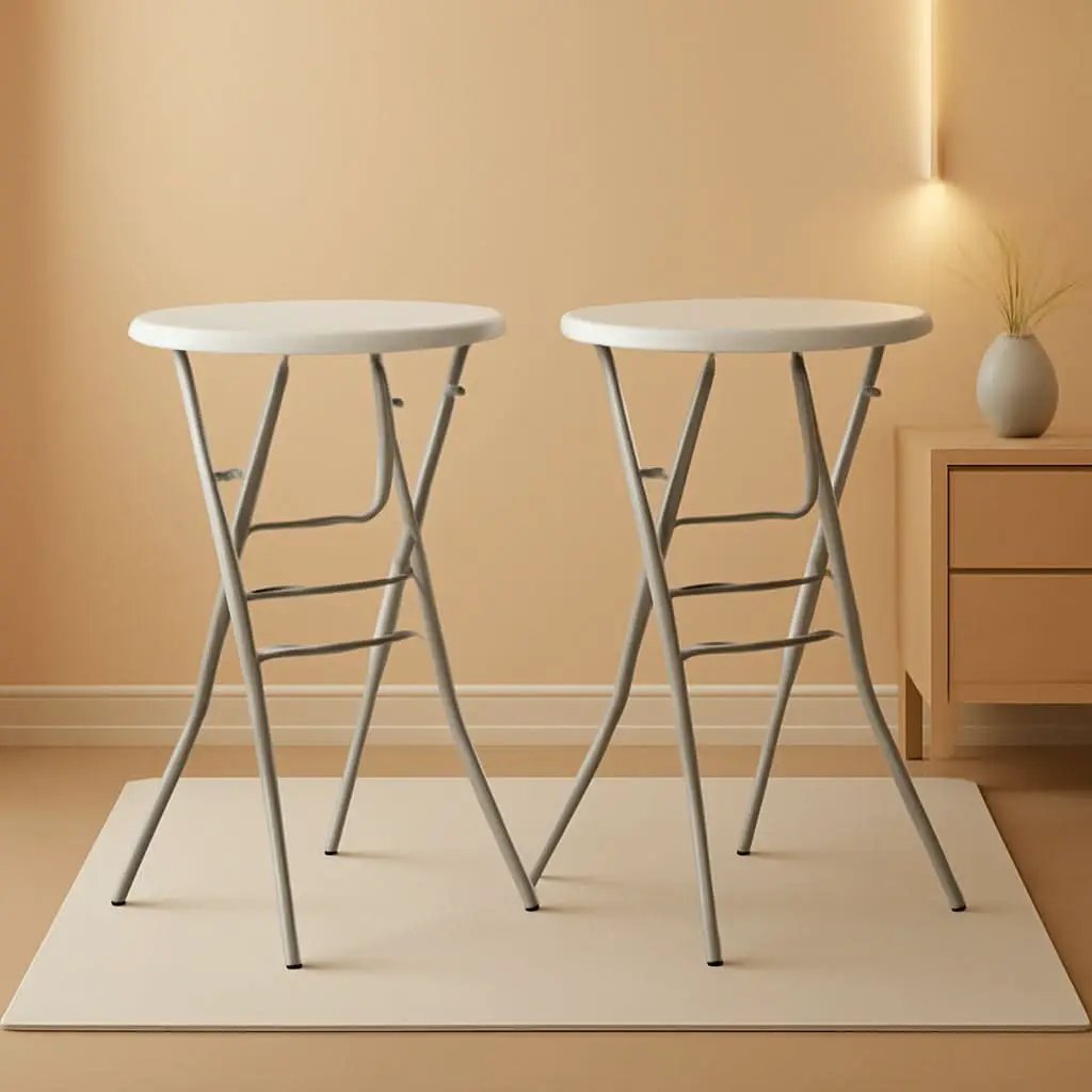 White 28 Inches Folding Cocktail Table Removable Legs from PriceLows™