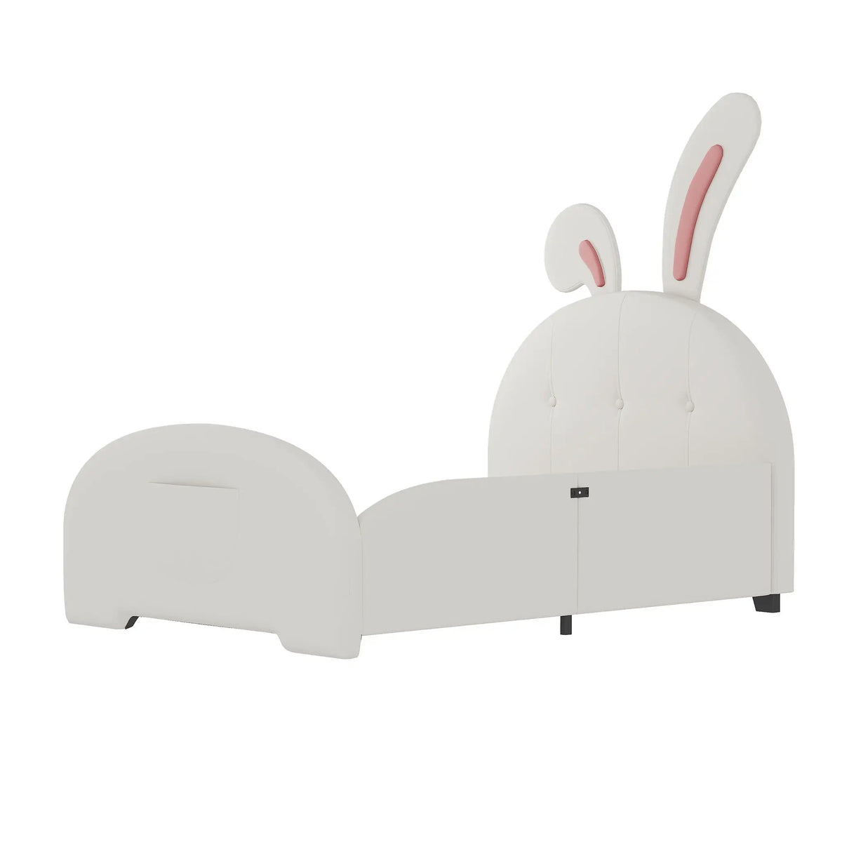 Upholstered Rabbit-Shape Princess Bed | Headboard And Footboard | Humidity Resistant Frame | 51.2 Inch Height