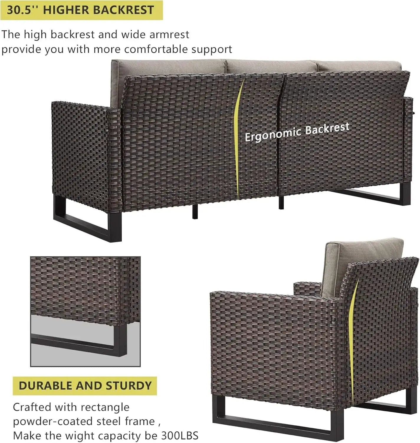 Seven Piece Outdoor Wicker Patio Furniture Set With Swivel Rockers from PriceLows™