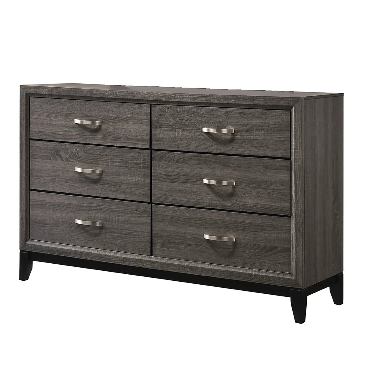 Contemporary 6 Drawer Dresser | Handles | 58.1 Inch Width | Timeless Finish