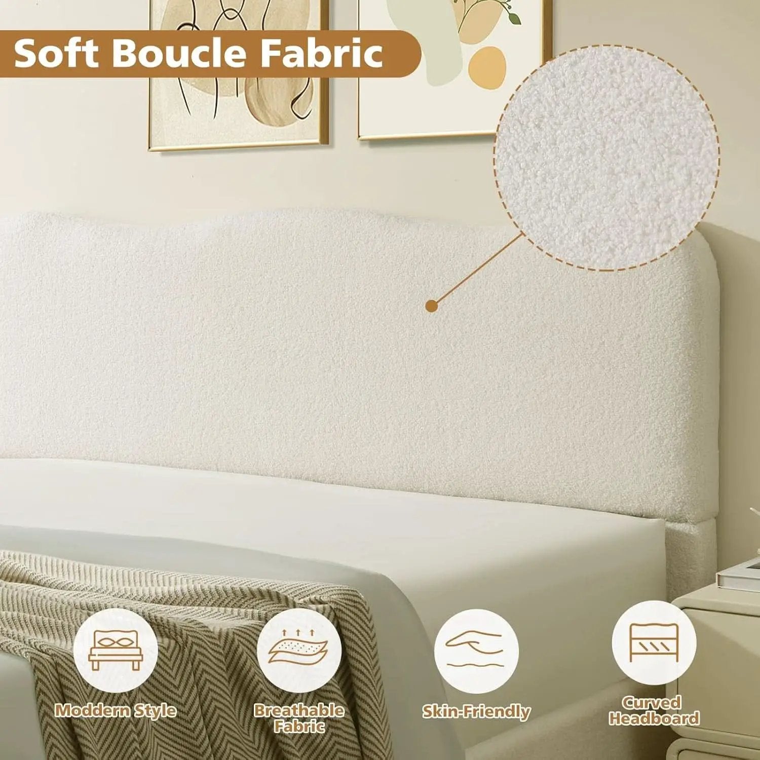 Queen Size Lift Up Storage Bed Curved Headboard Upholstered from PriceLows™