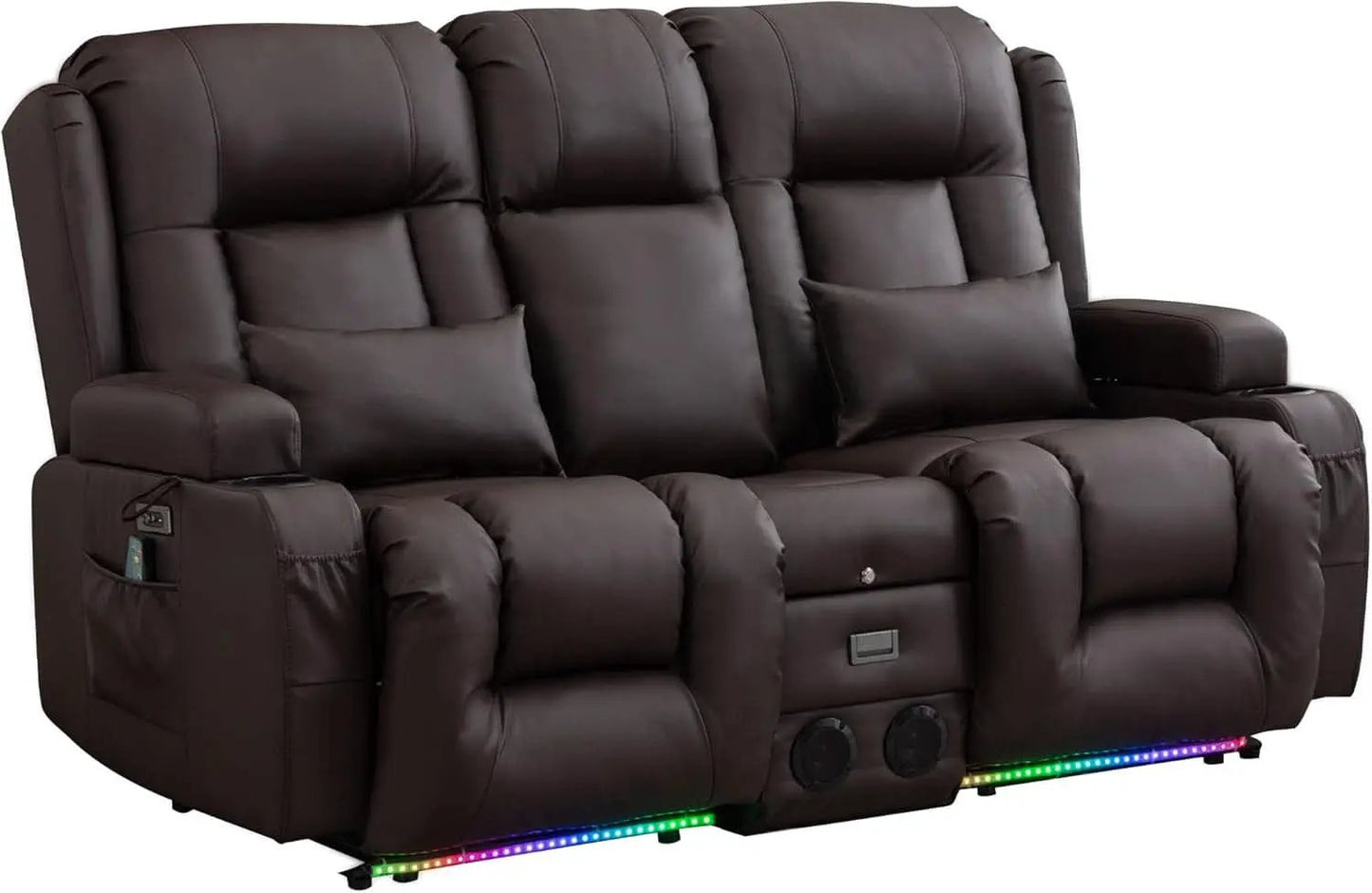 Power Loveseat Recliner Sofa With Massage And Heat Brown from PriceLows™