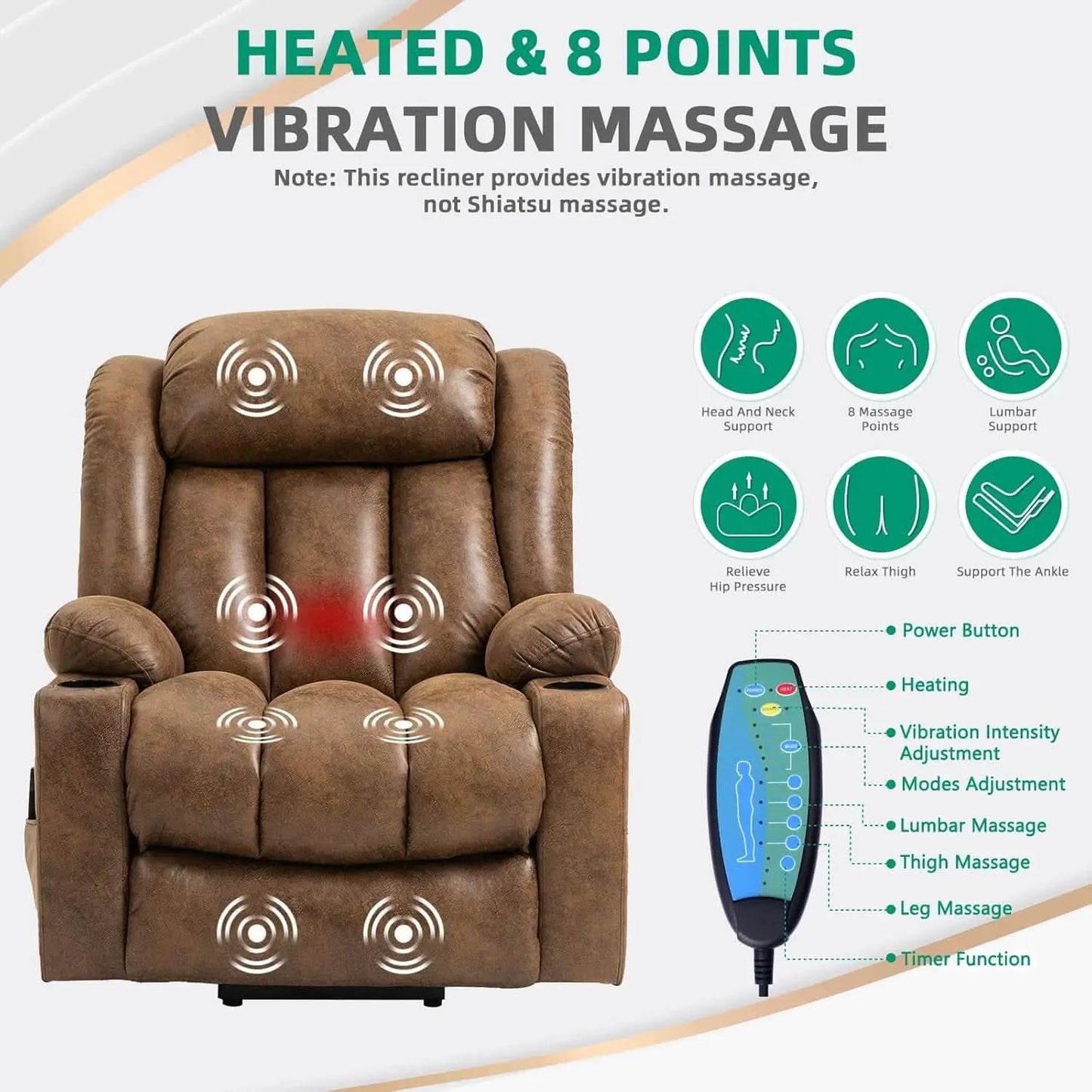 Tall Man Lift Recliner With Massage For Extended Comfort from PriceLows™